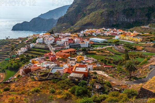 Aerial view of the town of Agulo in La Gomera