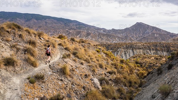 Woman hiking through the Tabernas desert