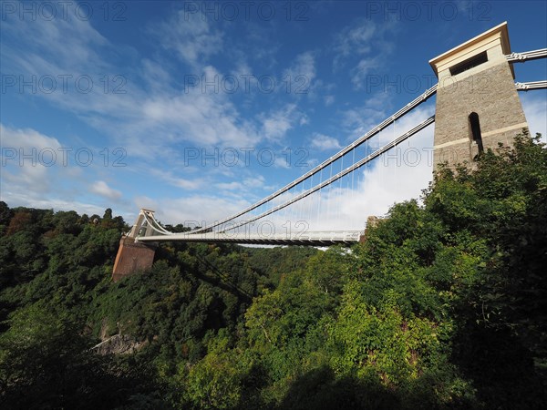 Clifton Suspension Bridge spanning the Avon Gorge and River Avon designed by Brunel and completed in 1864 in Bristol