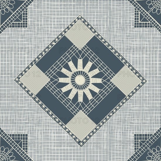 Seamless pattern inspired from traditional Danish Hedebo embroidery