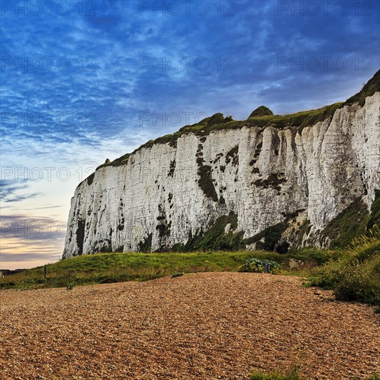 Chalk cliffs on shingle beach