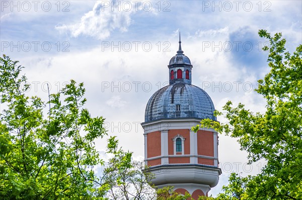 The historic water tower built in neo-baroque style in Kollmanspark and landmark of Neu-Ulm