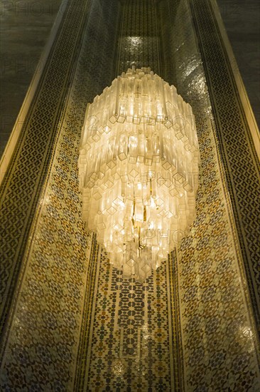 Huge chandelier hanging inside the Grand mosque