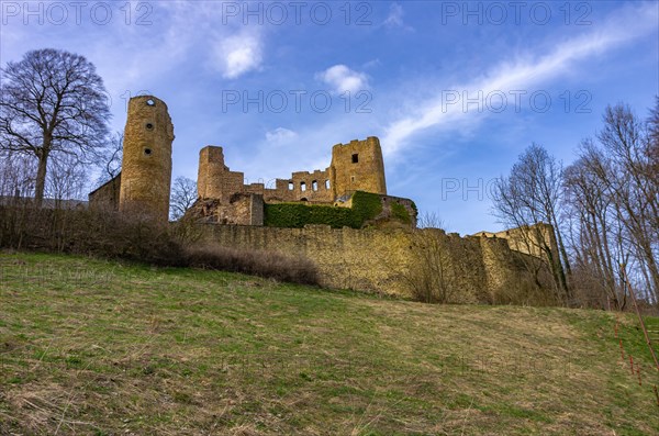 The remains of Frauenstein Castle ruins from the east