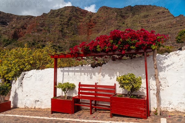 Streets in the village of Agulo in the north of La Gomera in summer