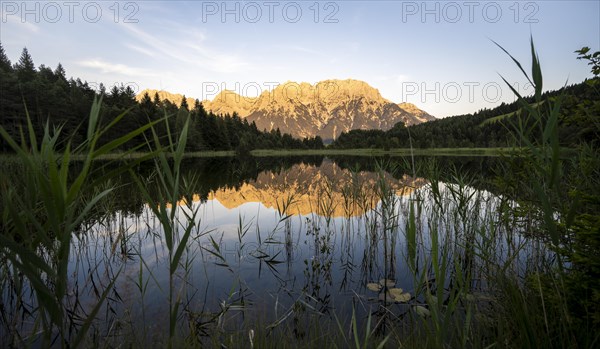 Western Karwendel peak reflected in Luttensee