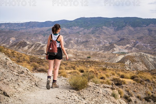 Woman hiking through the Tabernas desert