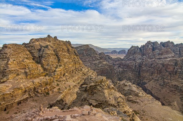 Overlook from the ancient tomb Ed deir in the rock