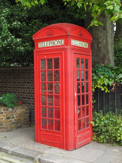 Red phone box in London