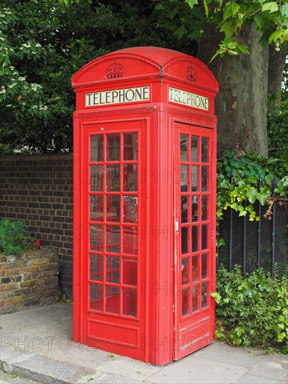 Red phone box in London