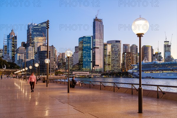 Circular Quay and Sydney Skyline at sunset