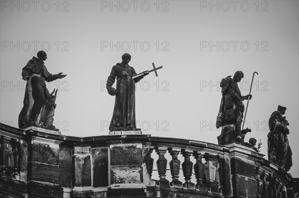 Four of the so-called Mattielli statues on the outer balustrade of the Court Church