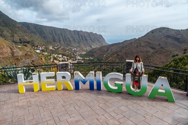 Visiting the letters at the viewpoint in the village of Hermigua in the north of La Gomera