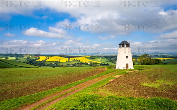 Devon Windmill over Fields and Farms