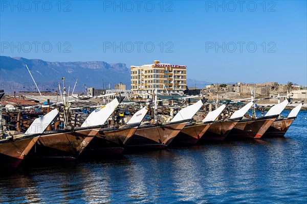 Fishing port of Mirbat with small fishing boats