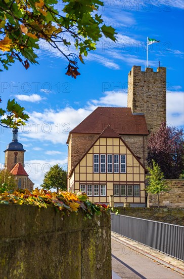 View through Oberamteistrasse in the old town to the historic and medieval Grafenburg