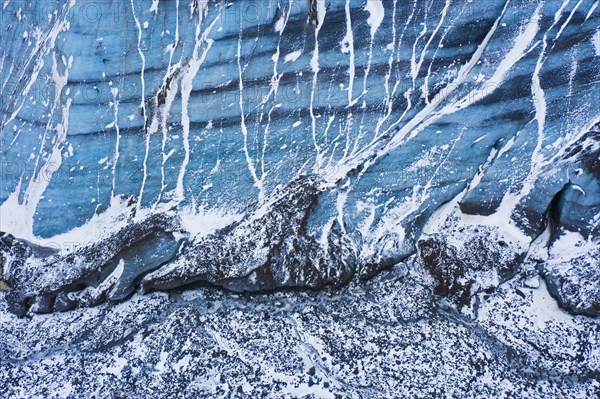 Aerial view in winter over the glacier Falljoekull