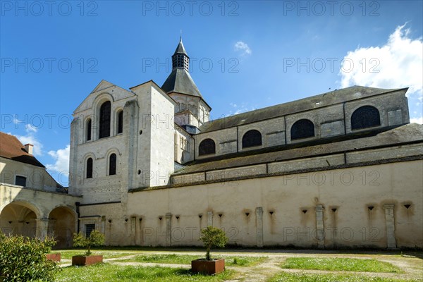 La Charite sur Loire. View of the church Notre-Dame lalbelled unesco world heritage site from the Gothic cloister. Nievre department. Bourgogne Franche Comte. France