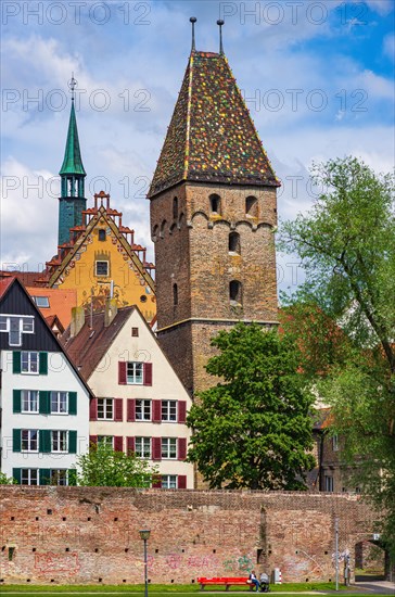 Part of the world-famous Danube front with historic houses of the fishermen's quarter and the Leaning Tower