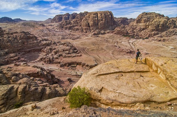 Man overlooking the Unesco world heritage sight Petra