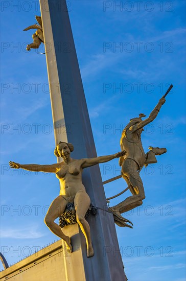 The Magic Column by sculptor Peter Lenk on the harbour pier in Meersburg on Lake Constance