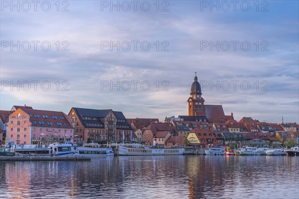 City harbour with motor boats