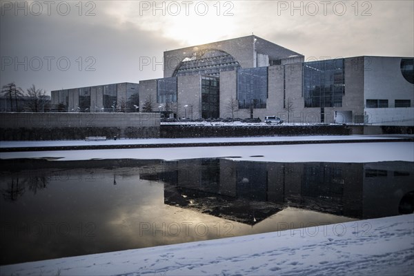 The Federal Chancellery in front of the Federal Government-Laender on the further procedure of the Corona restrictions