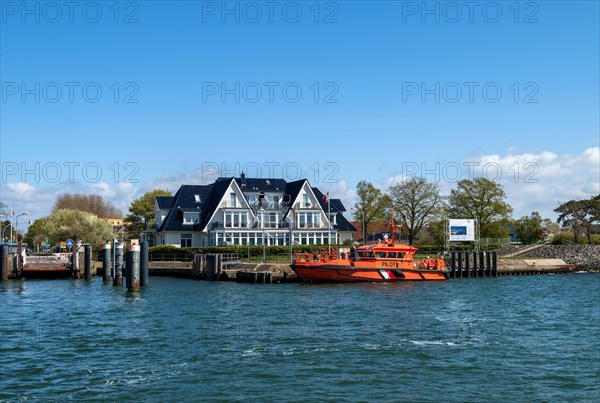 Hohe Duene landing stage of the car ferry across the Warnow River from Warnemuende