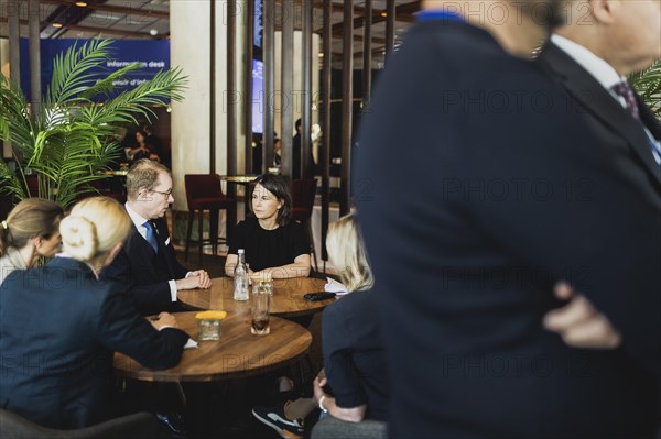 (R-L) Annalena Baerbock (Buendnis 90 Die Gruenen), Federal Minister for Foreign Affairs, and Tobias Billstroem, Foreign Minister of Sweden, photographed in front of the meeting of NATO Foreign Ministers in Oslo, 31 May 2023, Oslo, Norway, Europe