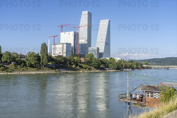 Roche Tower or Roche Tower and the Rhine in Basel