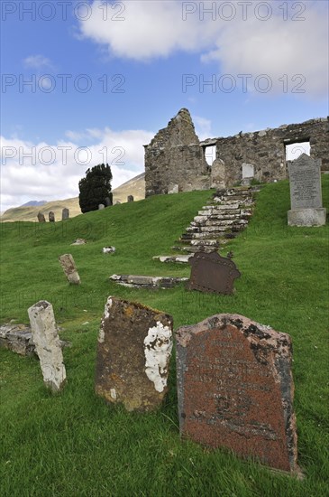 Gravestones in the graveyard of Cill Chriosd