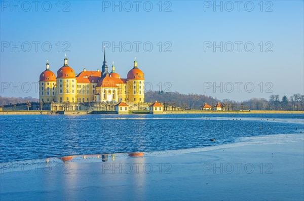 Winterly Moritzburg Castle from the northwest