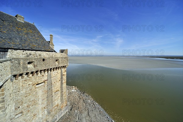 View from rampart over the bay at Mont Saint-Michel