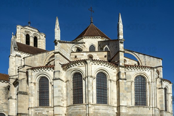 Vezelay labelled les Plus Beaux Villages de France. The chevet and the chapels of basilica St Mary Magdalene. Unesco World heritage. Morvan regional natural park. Via Lemovicensis way to Santiago de Compostela. Yonne department. Bourgogne Franche Comte. France