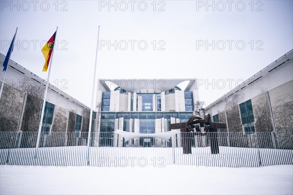 Federal Chancellery in winter in Berlin