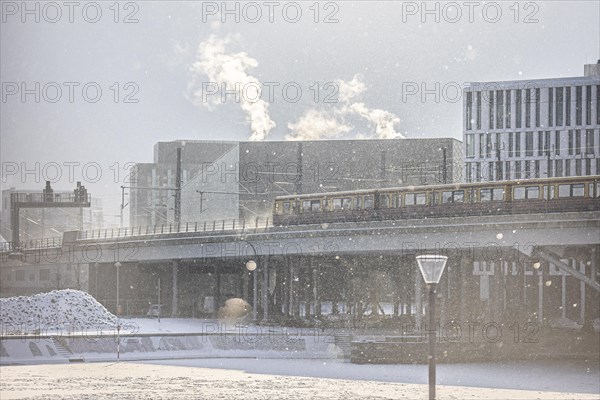 S-Bahn in snowfall in Berlin