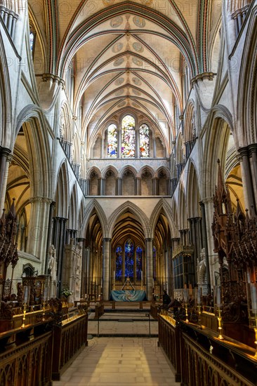 View to altar and east window inside cathedral church