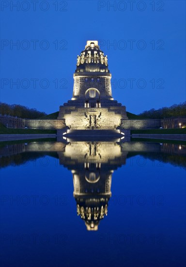 Illuminated Monument to the Battle of the Nations in the Evening