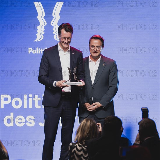 (R-L) Xavier Bettel, Prime Minister of Luxembourg, and Hendrik Wuest, CDU, Minister President of North Rhine-Westphalia, photographed at the Politikawards in Berlin, 22.05.2023., Berlin, Germany, Europe