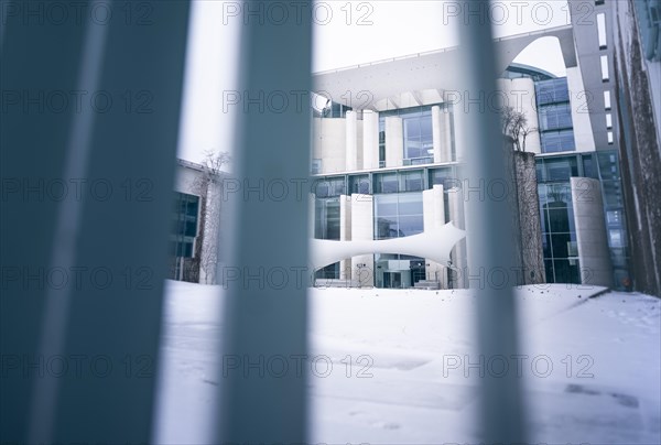 Federal Chancellery in winter in Berlin