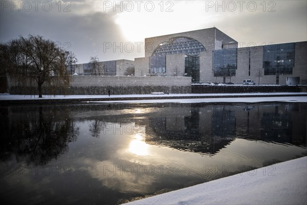 The Federal Chancellery in front of the Federal Government-Laender on the further procedure of the Corona restrictions