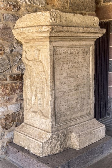 Stone victory altar with inscription and relief