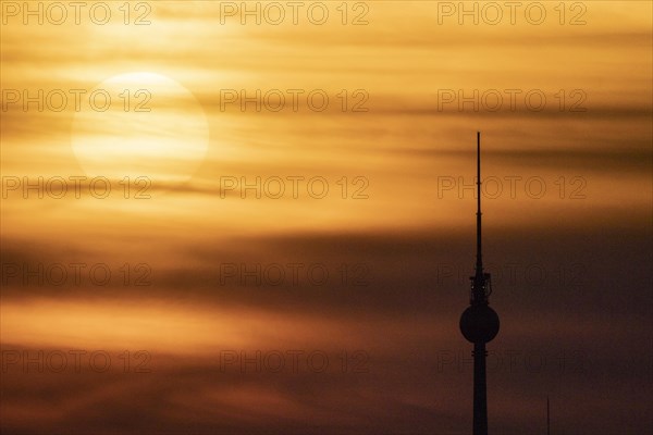 View of the Berlin TV Tower at sunset