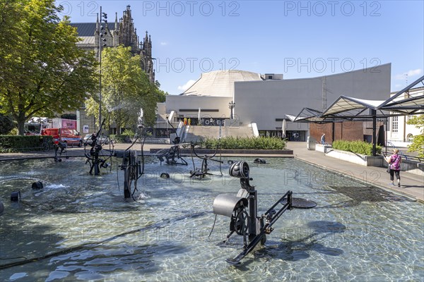 The Fasnacht Fountain or Tinguely Fountain and the Theatre on Theaterplatz in Basel