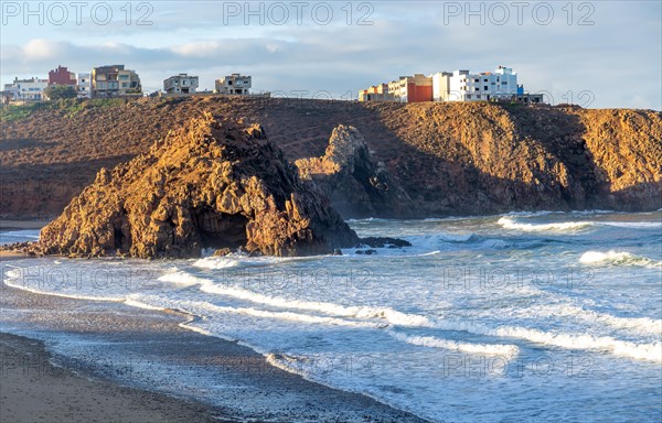 Beach rocky outrcop coastline in bay