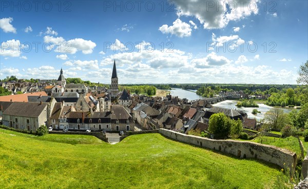 La Charite-sur-Loire. View on the city and river Loire. Nievre department. Bourgogne-Franche-Comte. France