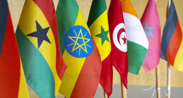 Flags of the African reform partner countries of Germany. f.l. Germany