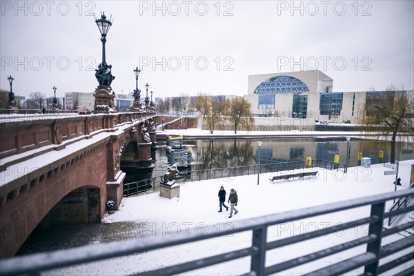 Federal Chancellery in winter in Berlin