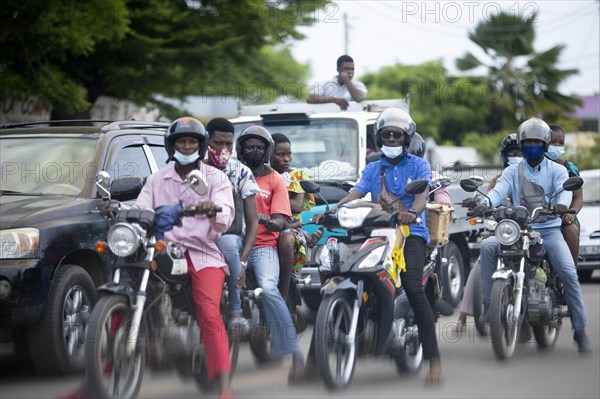 Street scene with motorbikes in Lome