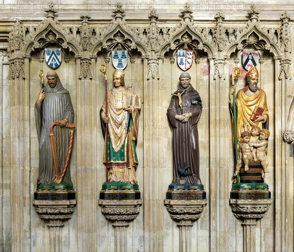 Statues of saints and bishops in cathedral church